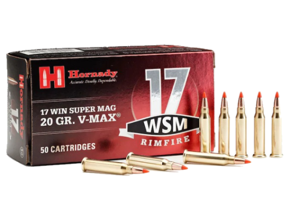 Hornady Ammunition 17 Winchester Super Magnum 20 Grain V-MAX Box of 50