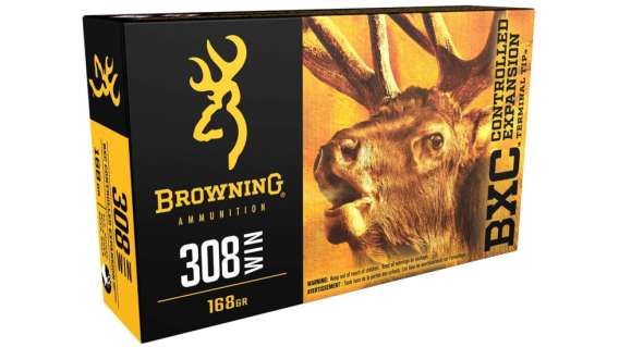 Browning BXC .308 Winchester 168 grain Controlled Expansion Terminal Tip Brass Cased 500 rounds