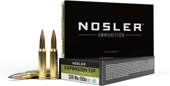 Nosler .308 Winchester 150 Grain E-Tip Lead-Free Brass Cased  500 rounds